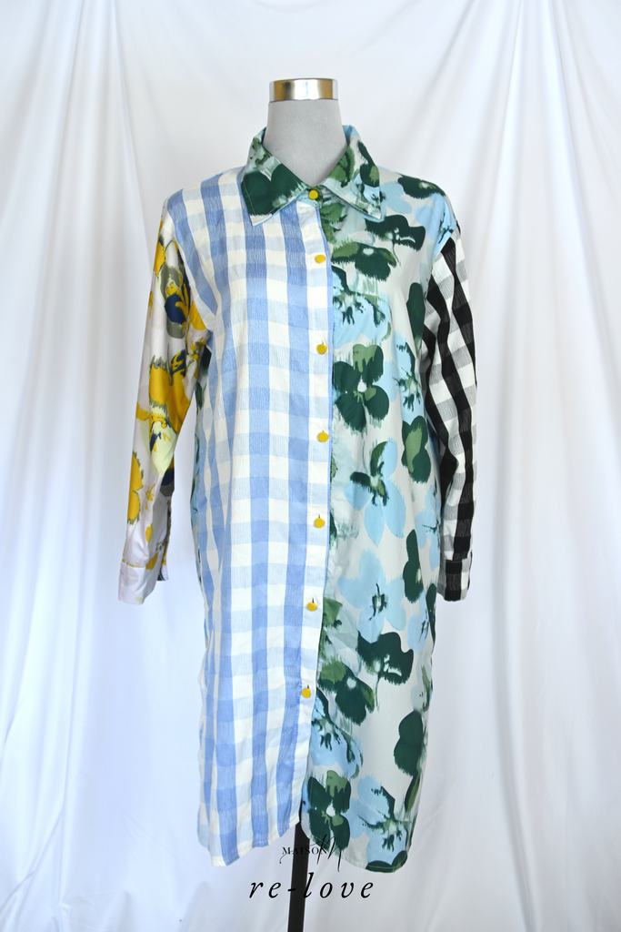 Multi-patterned Shirt Dress